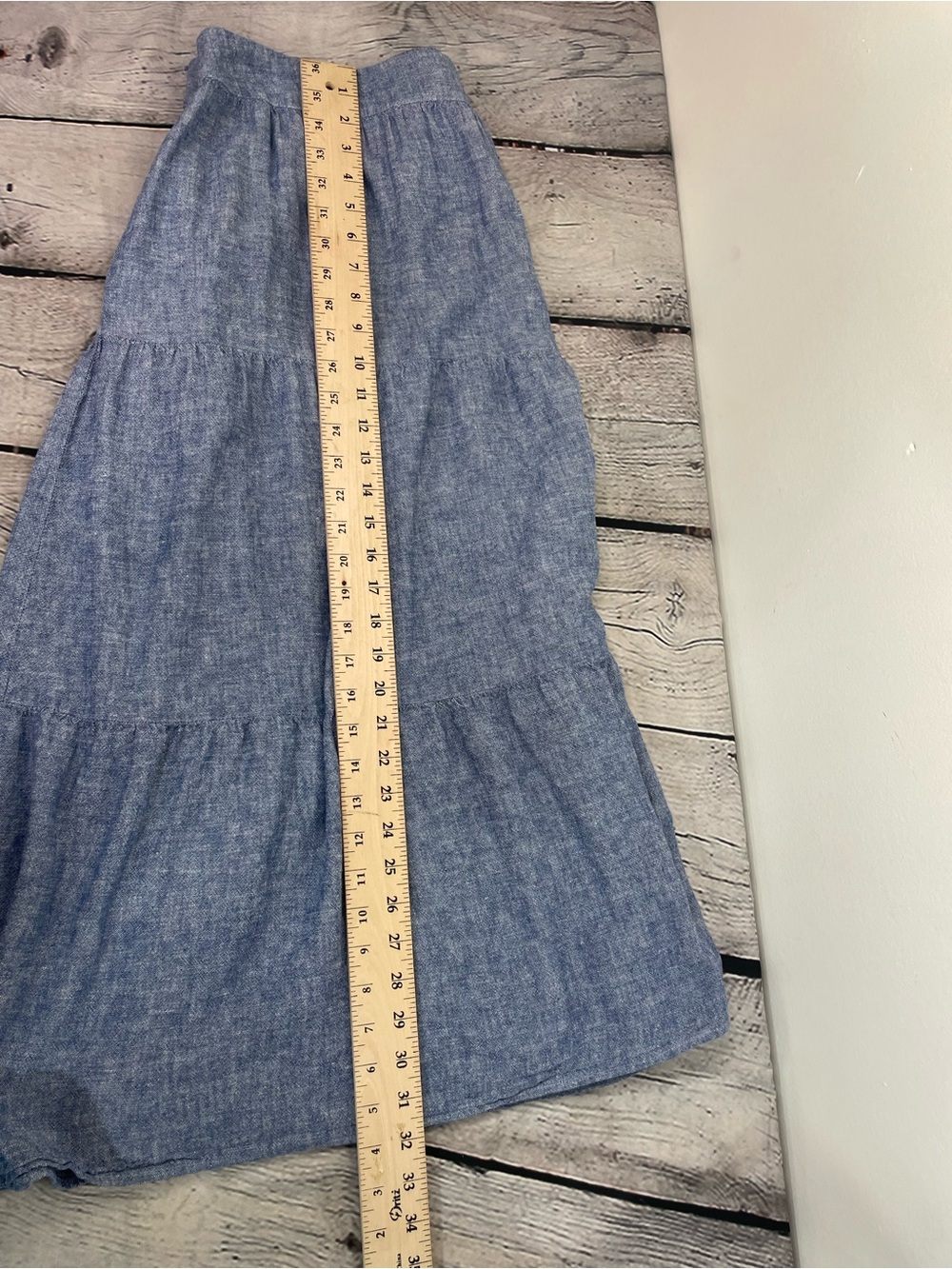 Matty M Blue Chambray Tiered A-Line Midi Skirt size XXL - Picture 13 of 13